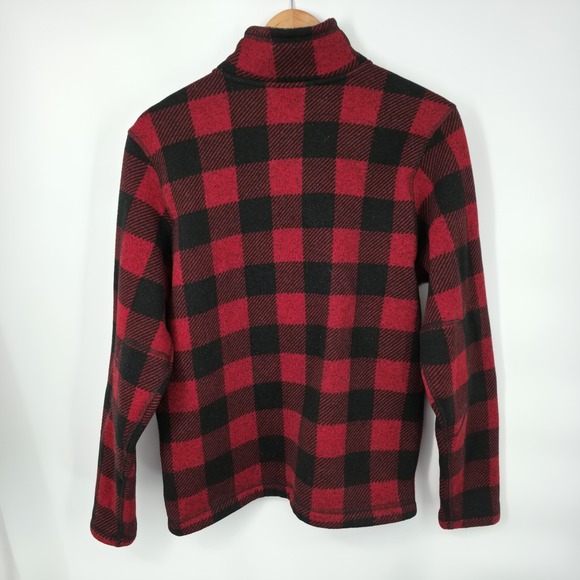 North Face Men's Fleece Jacket 1/2 Zip Mock Neck Buffalo Plaid Red Black Size M - Picture 3 of 8